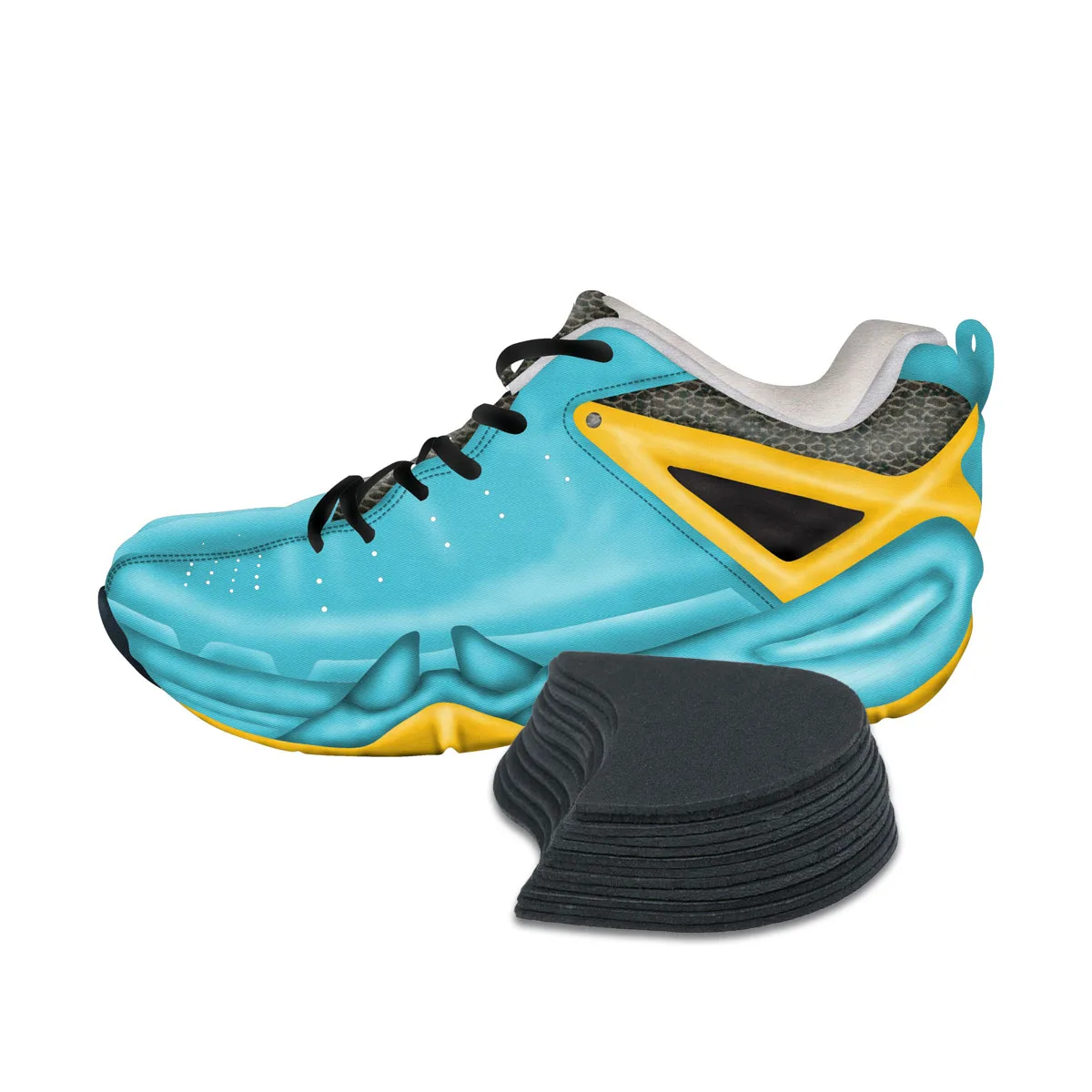 

1pc Height Increasing Insoles 12-Layer Foam Shoe Lifts Self-Adhesive Taller Pads Foot Care Tool Non-Slip