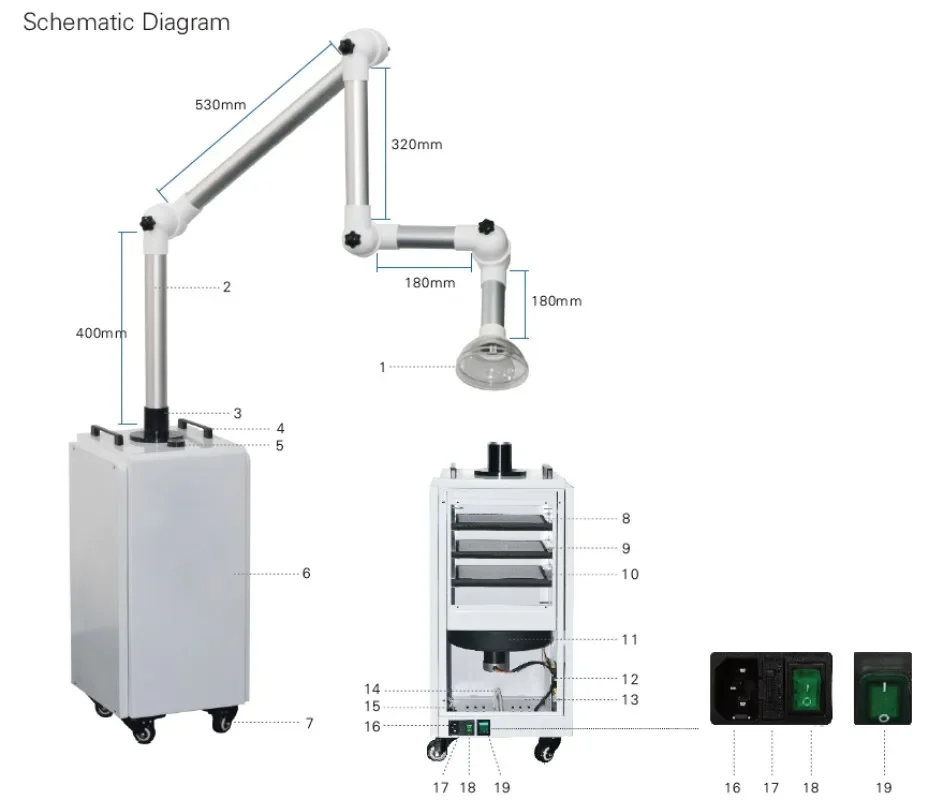 CE Approval Mobile Extraoral Suction For Aerosols