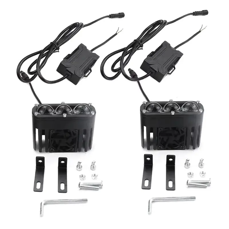 2PC LED Spotlight Pods Motorcycle Car Fog Driving Offroad 30000LM 120W Dual Color With Fun 10V-80V Truck ATV UTV-A97E