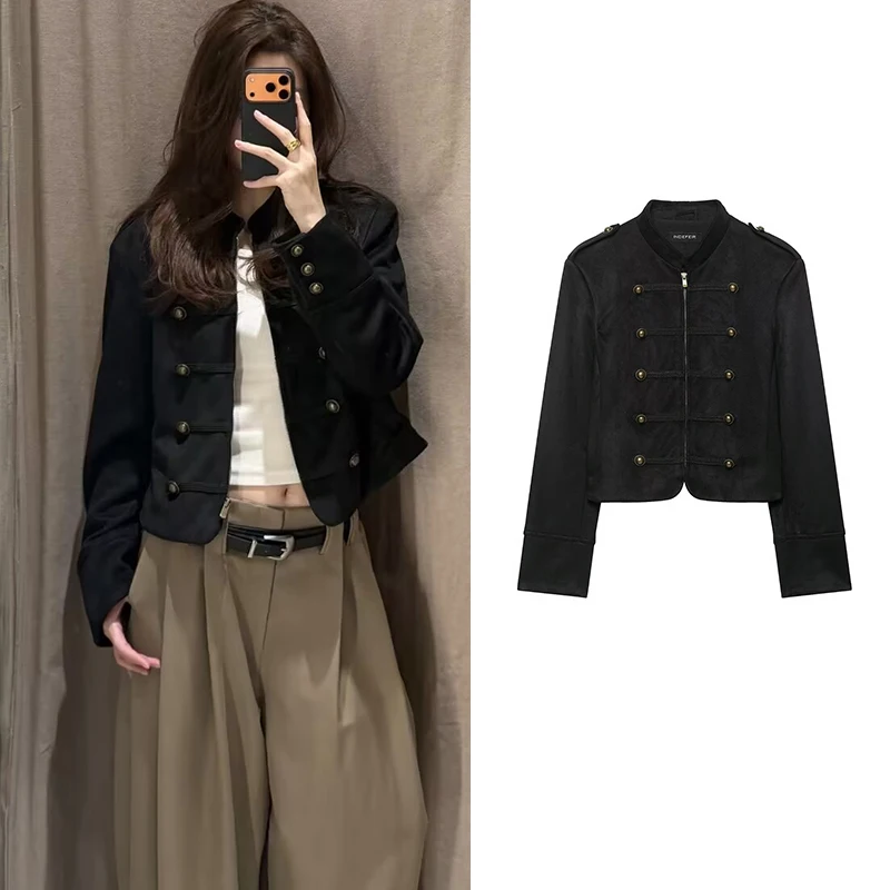 Autumn 2026 New Women's Jackets Fashion Retro Slim Short Warm Jacket Blouse Autumn Chic Street Napoleon Youth Travel Coats