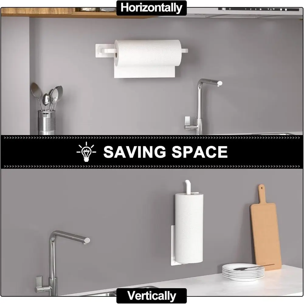 

Under Cabinet Paper Towel Holder Rust-proof Reusable Kitchen Roll Dispenser Space Saving Large load-bearing