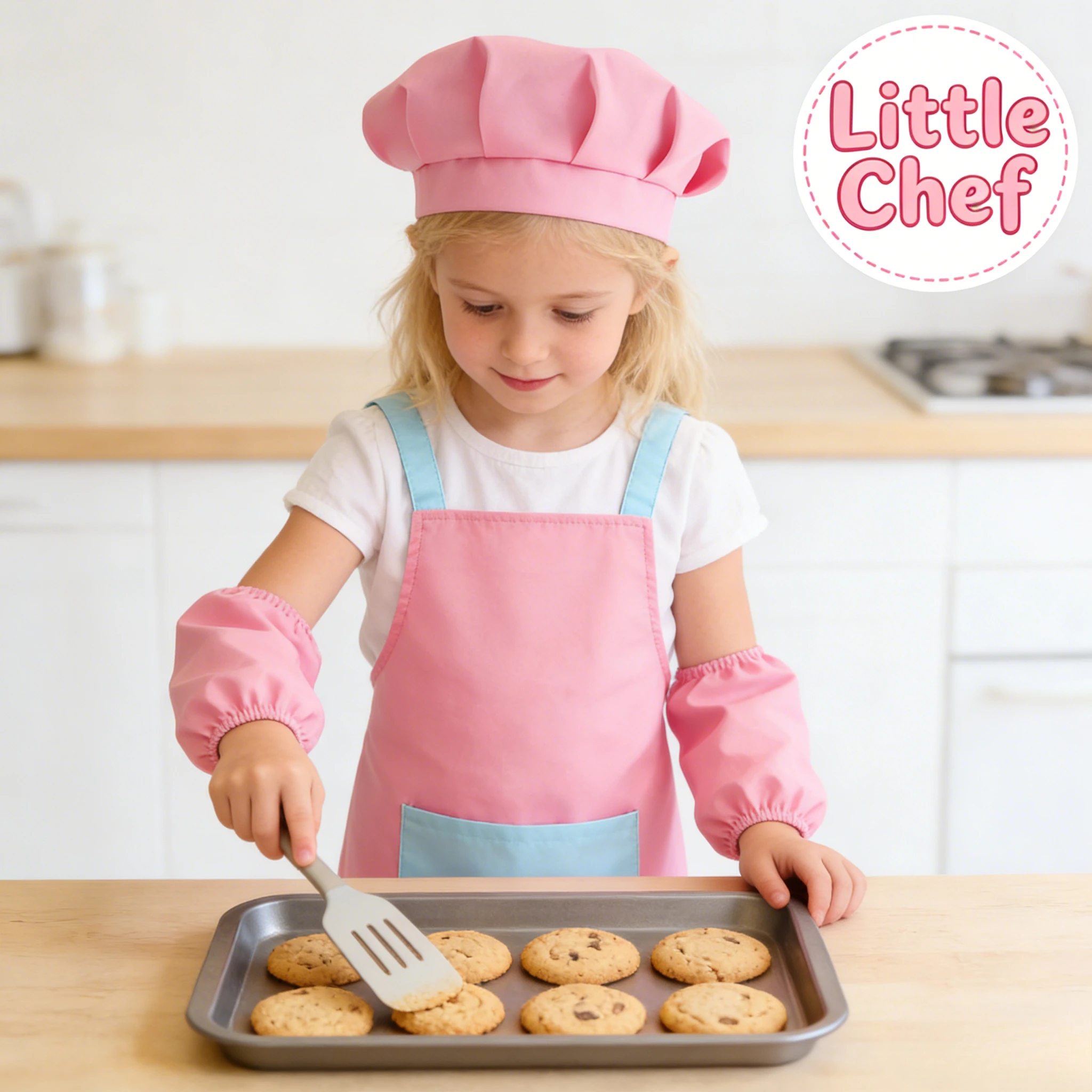 

1 комплект детских водонепроницаемых фартуков и шапок повара для мальчиков и девочек, для рисования, живописи, приготовления пищи и выпечки