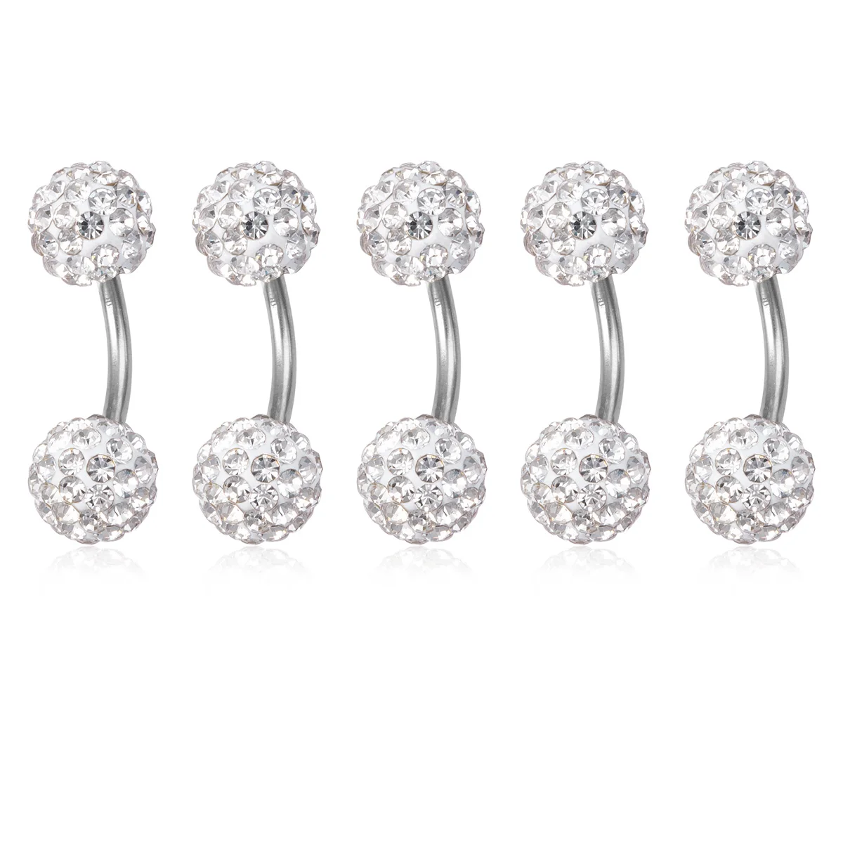 1pc 8mm CZ Crystal Ball Belly Button Rings for Women Stainless Steel Navel Piercing Bar 14G Body Piercing Jewelry