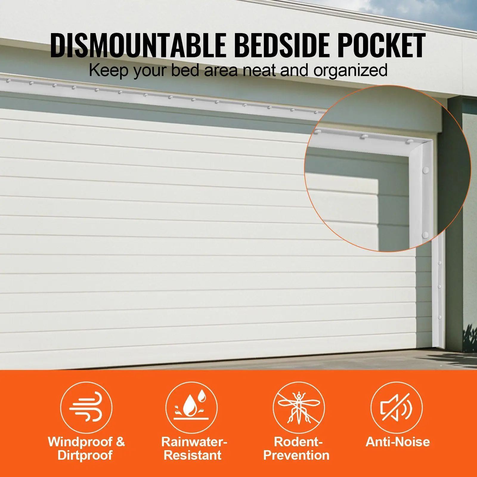 شريط عازل لباب المرآب شديد التحمل بطول 34 قدم TPE من الجوانب العلوية مع لاصق صناعي مقاوم للبرد والرياح والمطر #4