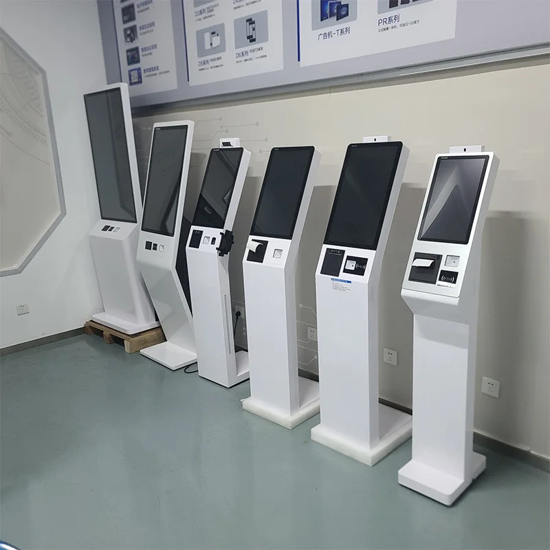 Stable Campatibility 21.5 32 43 Inch Floor Stand Self Service Ordering Outdoor Information PC Payment Kiosk With Ticket Printer