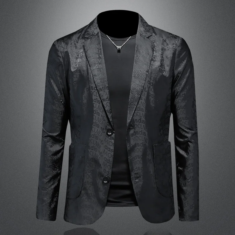 

Printed Casual Men's Suit Lightweight Faionable Autumn New Arrival Stand Fit Polyester Fiber Long Sve Busin Jaet