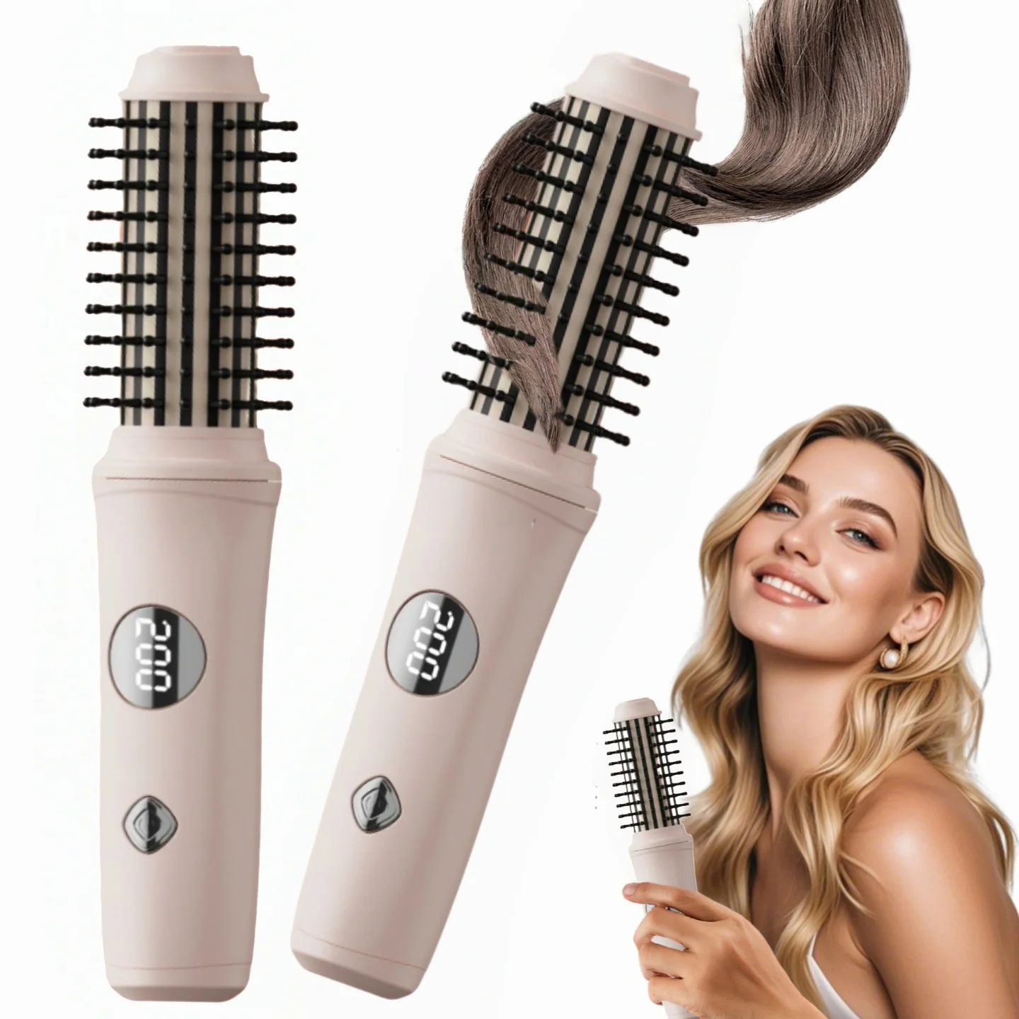 3‑in‑1 Wireless Charging Hair Straightener Curler Comb, Fast Heating Portable Styling Tool, Travel Gift For Ladies Daily Use