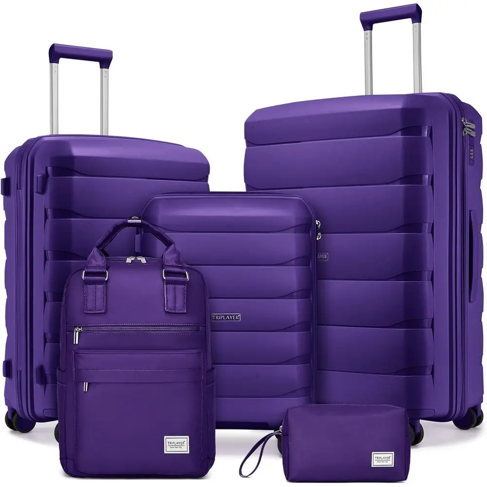 

Lage Sets 5 Piece, Large Suitcase Set with Spinner Wheels, Carry on Lage Set with Backpack or women (3 piece set,ple)
