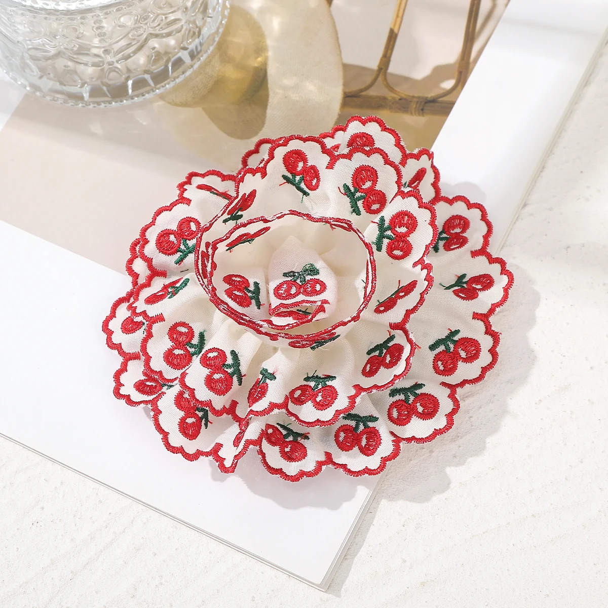 AWAYTR-diademas con diseño de encaje de cereza, accesorios para el cabello para mujer y niño, coleteros elásticos, bandas de goma