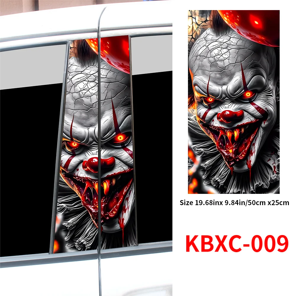 Horror Clown Car Stickers Waterproof DIY Auto B-pillar Protective Decoration Cover Scratches Universal Vehicle Decals Accessorie