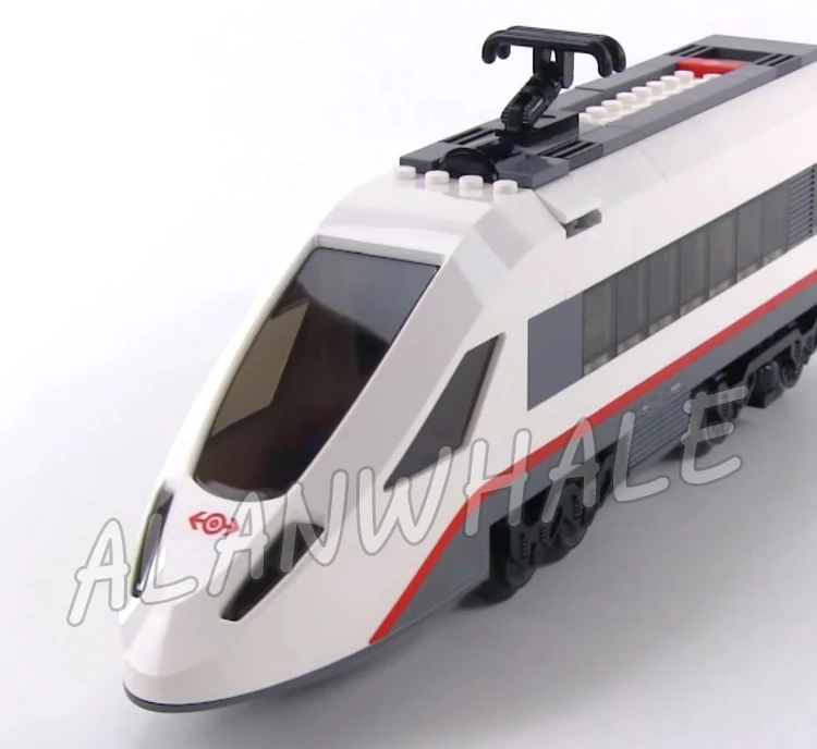 Estación de tren de pasajeros motorizado de alta velocidad, vías de riel, 610, piezas, ciudad, bloques de construcción, Kit de ladrillos, Compatible con modelo, 02010