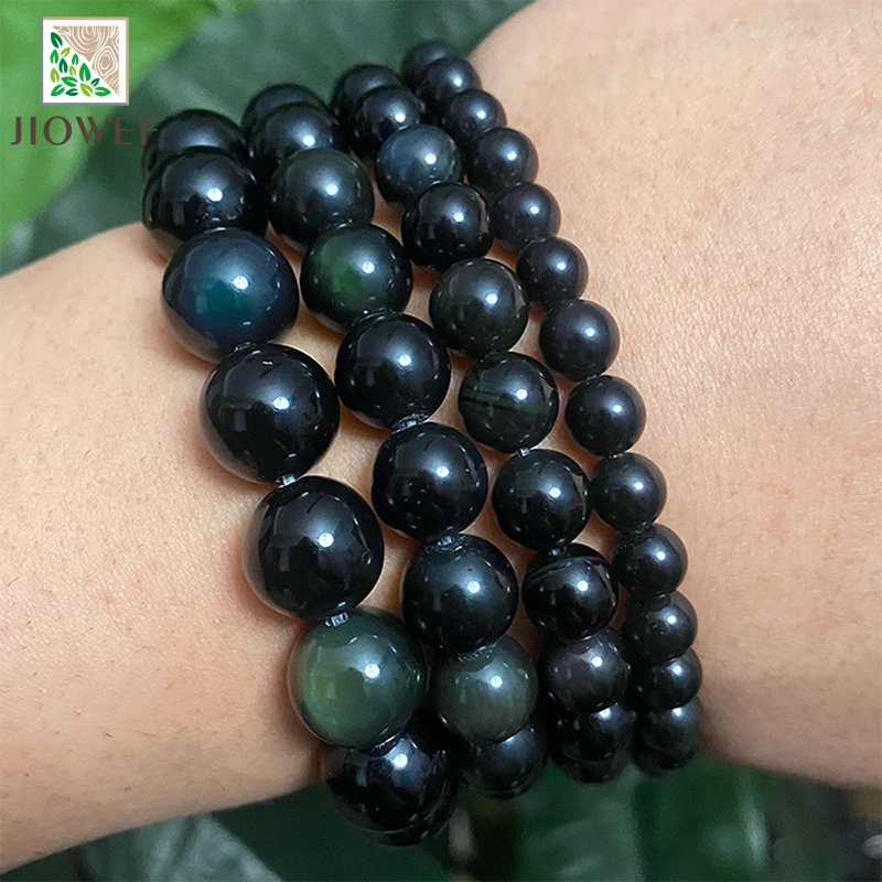 4/6/8/10/12/14mm Natural  Black Obsidian Stone Round Beads for Jewelry Making DIY Bracelet Earrings Accessories 15\