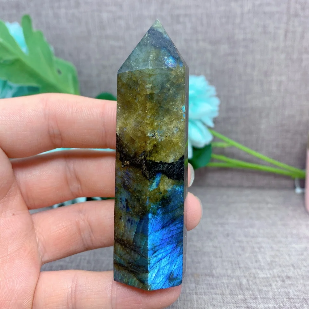 

Quartz Stone High Quality Natural Crystal Labradorite Tower Point Reiki Home Decorations Mineral Energy Gift