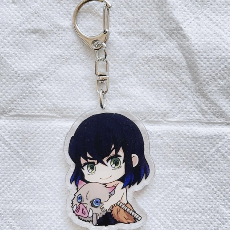 

Demon Slayer Cartoon Acrylic Keychains Hashibira Inosuke Anime Action Figures Cartoon Doll Key Bag Decoration Cute Gift for Girl