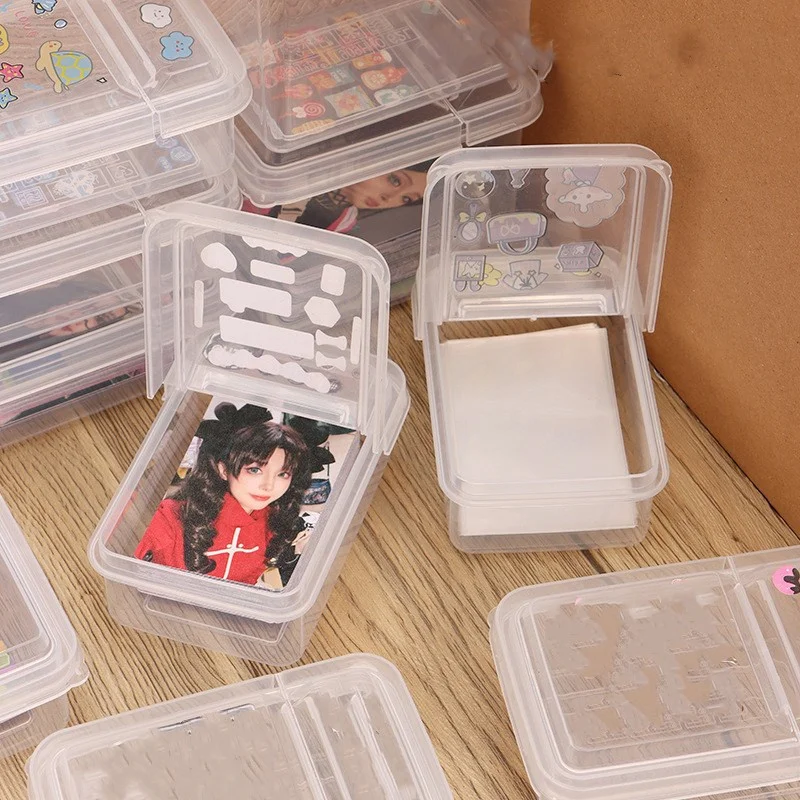 Transparent Flip Small Card Storage Box Clear Card Sleeve Protector Case Box For Popcorn DIY Korean Idol Photo Card Organizer