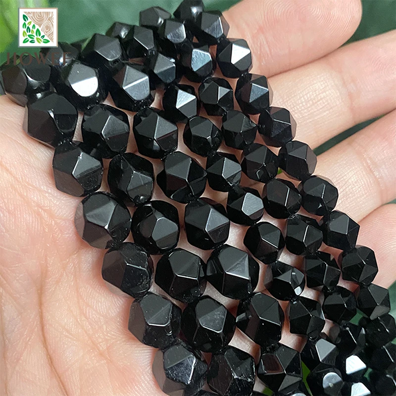 6/8/10mm Faceted Smooth Black Agates Onyx Spacers Loose Beads DIY Bracelet Accessories for Handmade Jewelry Making 14\