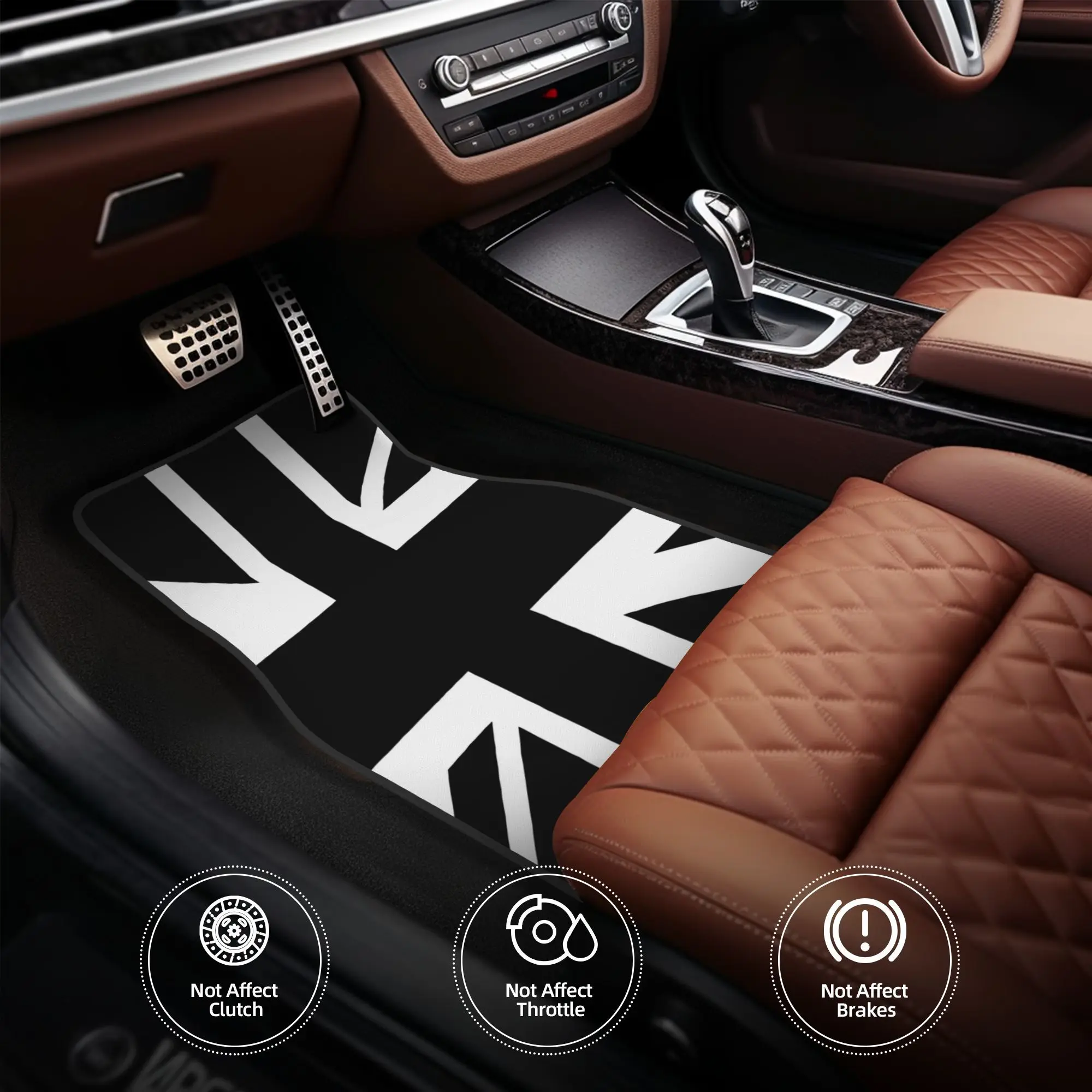 4pcs Black Union Jack Car Floor Mats, Durable, Fit For Cars, Ideal Gift, Vehicle Interior Mats, Playful Design, Durable Mats, Ca