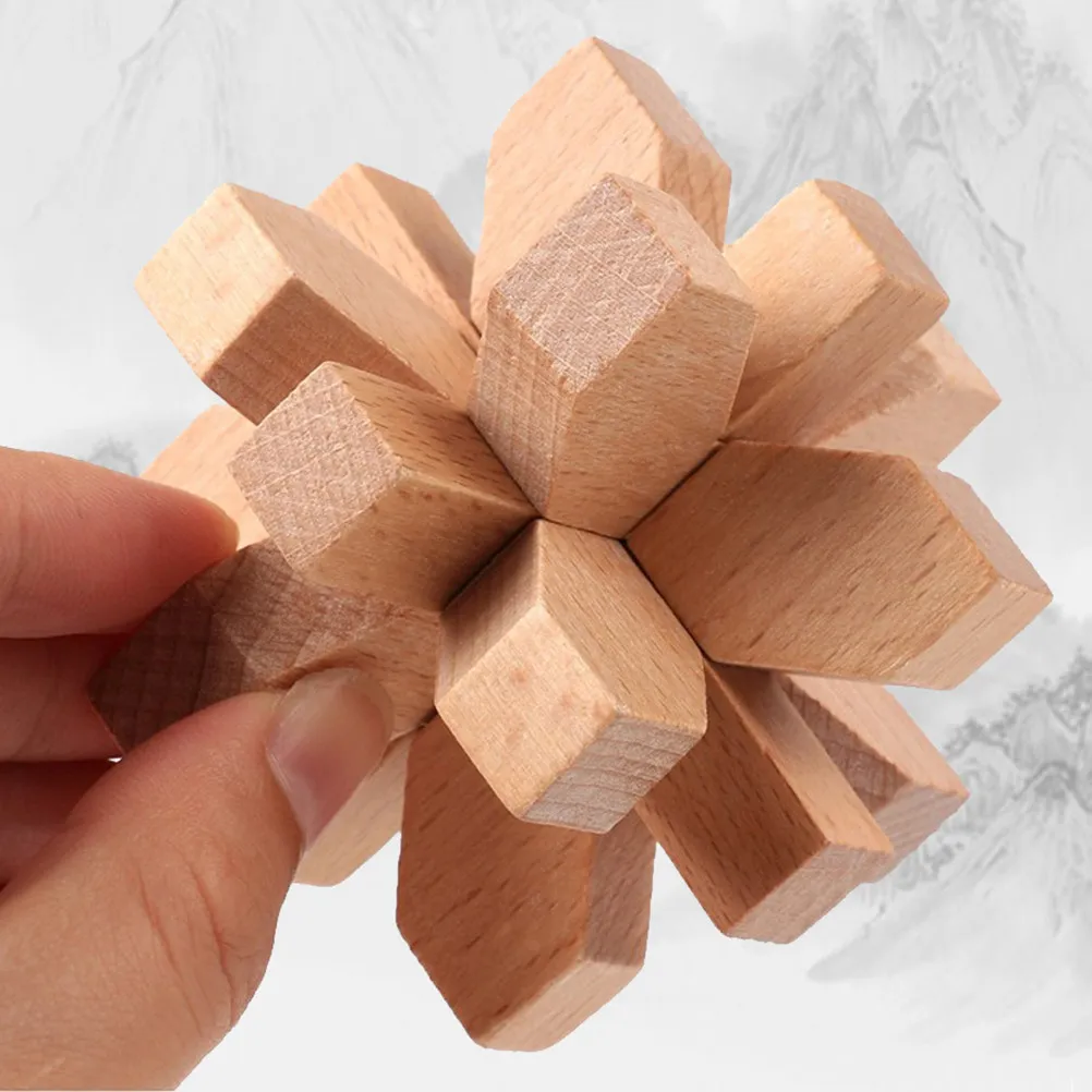 1Set Kongming Luban Lock Wooden Iq Puzzle for Brain Development Hand Eye Coordination Stress Relief Relaxation