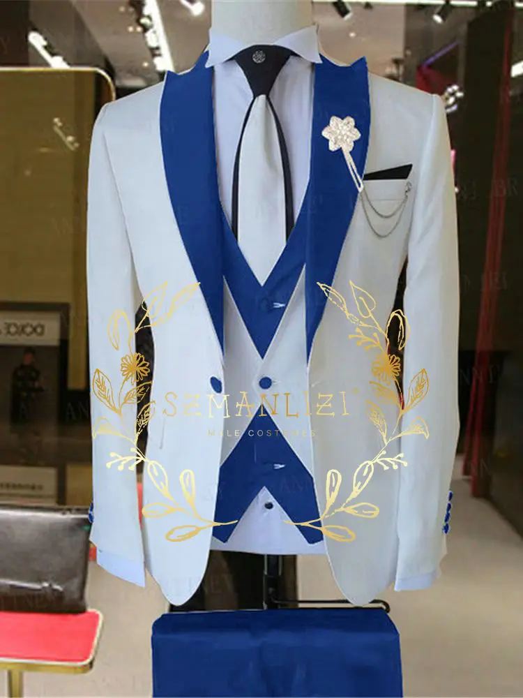 

Blazer Sets 3 Pieces Suits For Men 2022 Handsome Luxury Wedding Suits Groom Tuxedo Slim Groomsmen Party Dresses Jacket Vest Pant