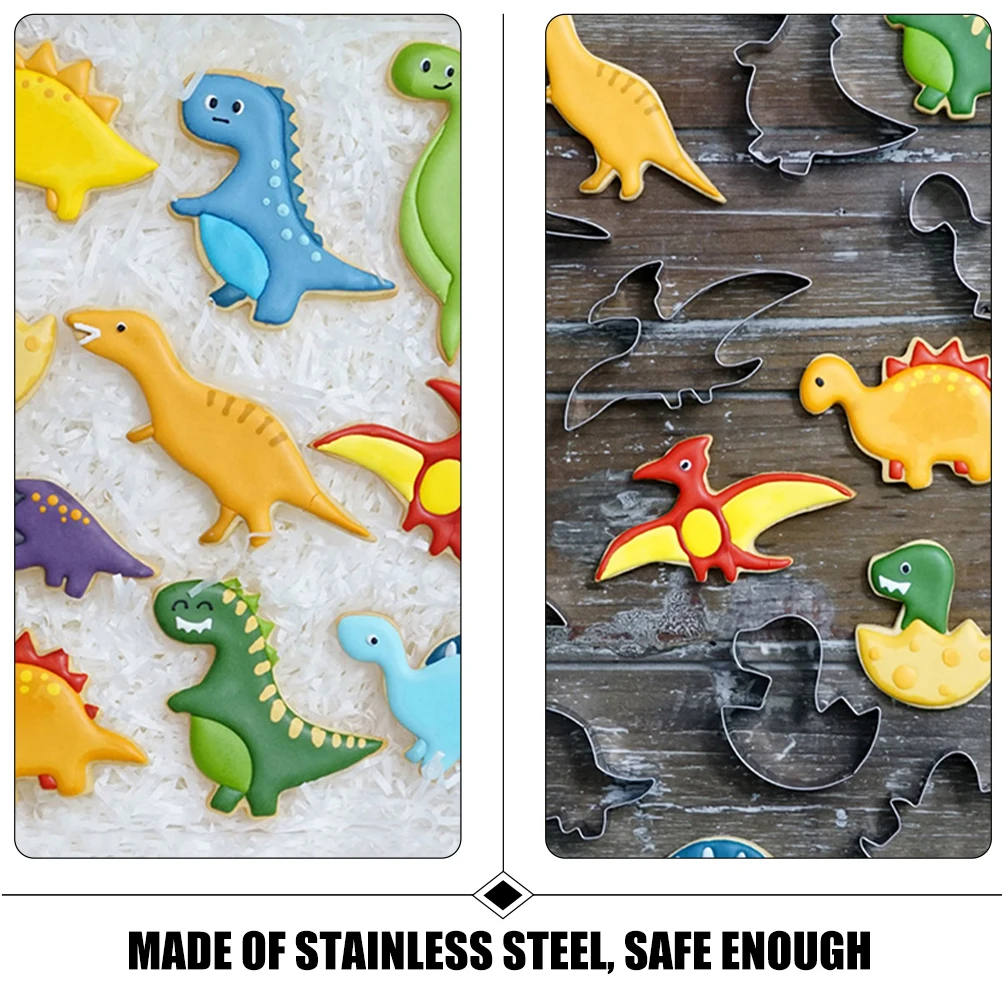 

10 pcs Dinosaur Cookie Cutters Stainless Steel Baking Tools Unique Shape Mold Easy Clean Wear Resistant Creative Design Sugar