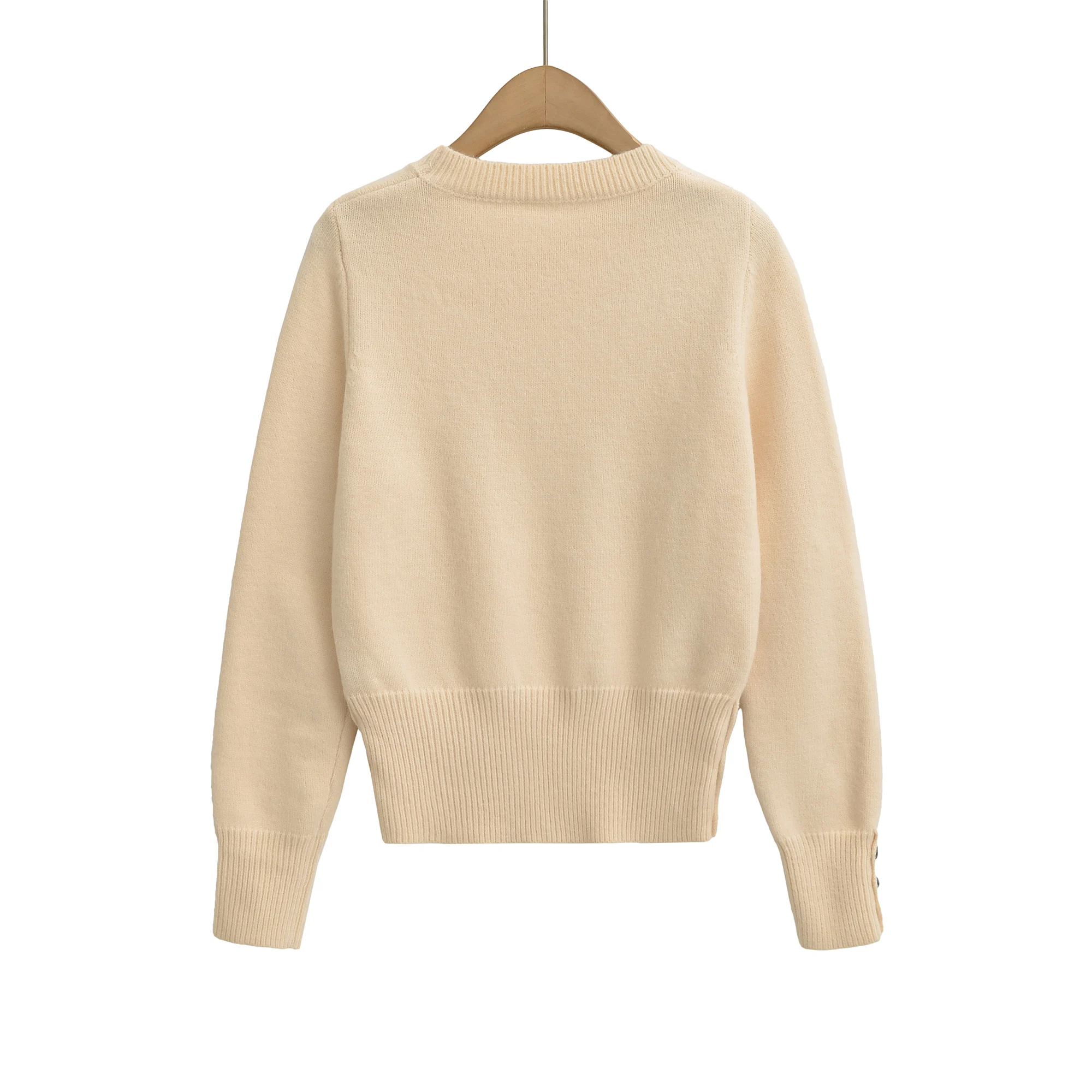 5 ألوان موضة جديدة يا طوق متماسكة سترة للنساء زر الضلع تنحنح عالية الخصر كم طويل البلوز البلوز ربيع الخريف تريكو