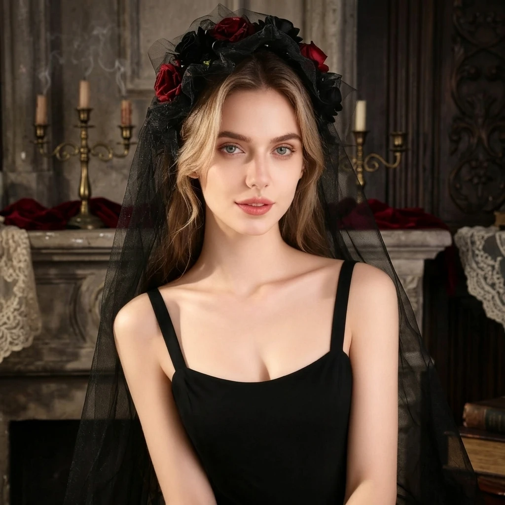 Rose Mesh Veil Headband Lightweight Design For Bridal Wedding And Photoshoots 2026 Halloween Party Girls Hair Accessory