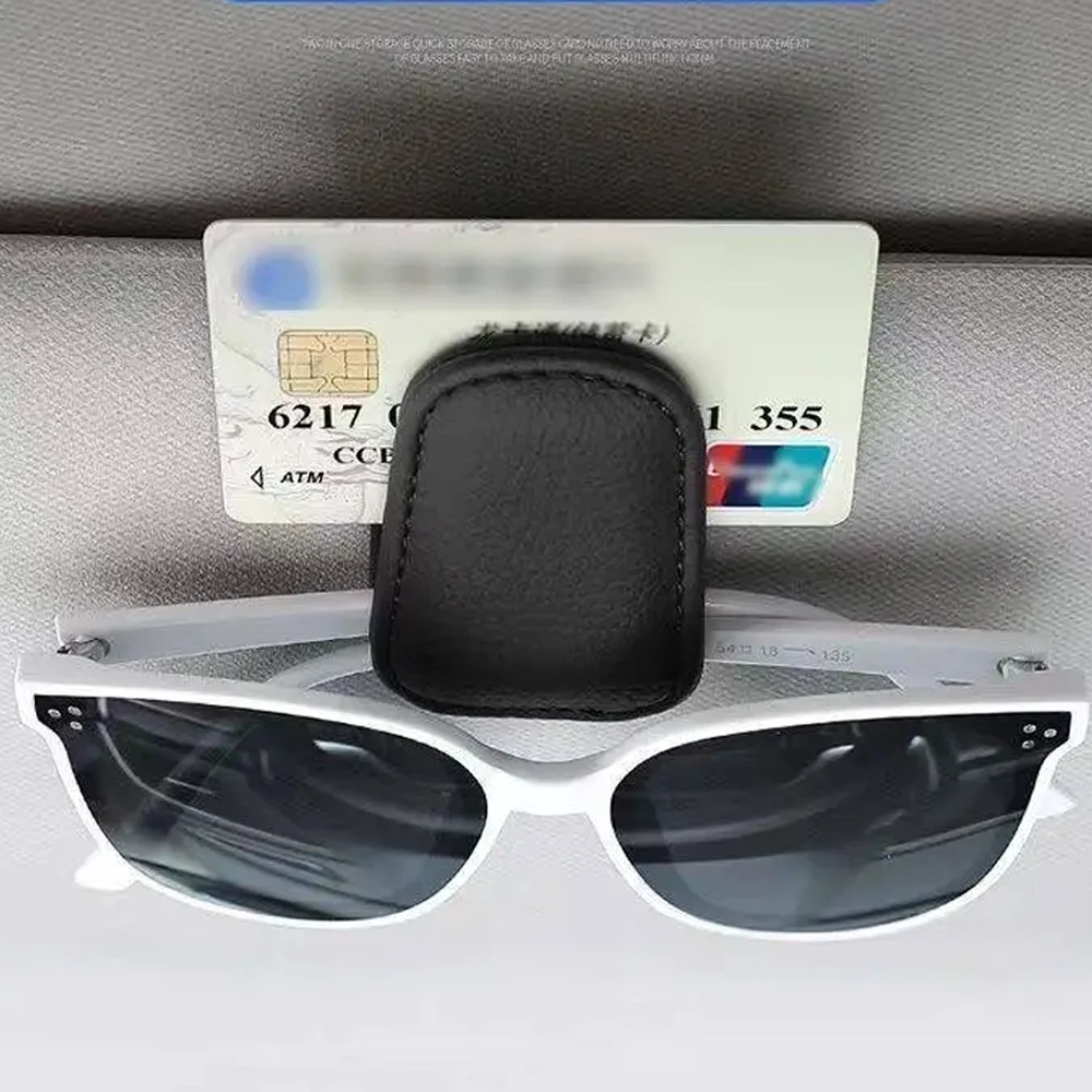 Car Glasses Clip Multifunction Sun Visor Leather Eyeglasses Clip Magnetic Sunglasses Holder Clip Hanger Universal Car Accessorie image 6