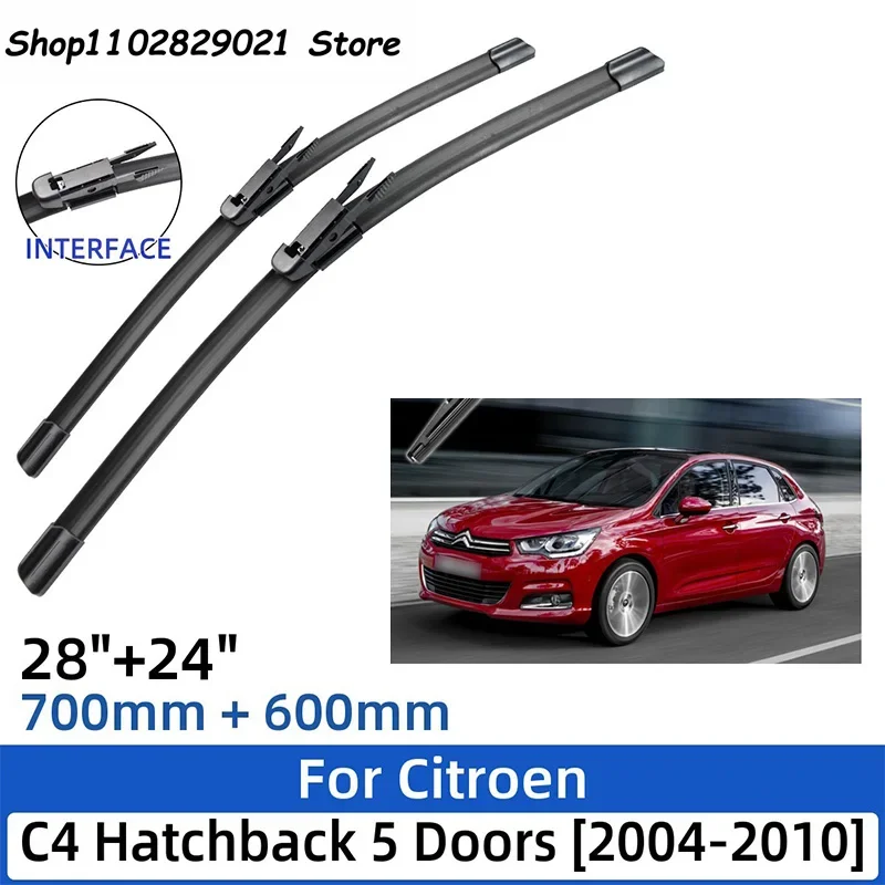 

2PCS For Citroen C4 Hatchback 5 Doors 2004-2010 28"+24"Front Rear Wiper Blades Windshield Windscreen Window Cutter