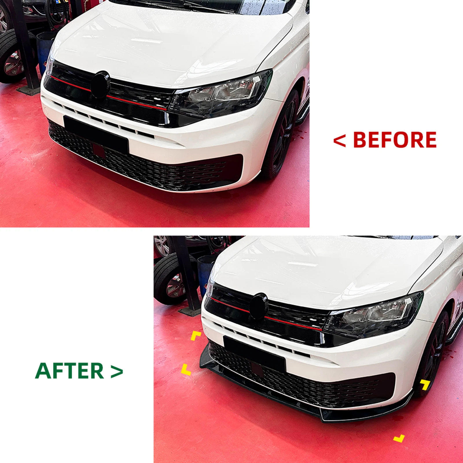 Car Front Bumper Spoiler Lip Lower Blade Splitter For Volkswagen VW Caddy MK4 2020 2021 2022 2023 2024 Under Lips Protection Kit view 5