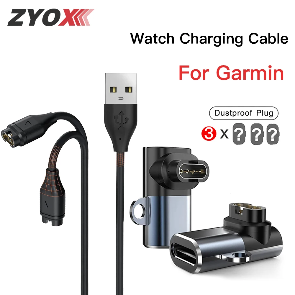 

Charging Cable + Adapter For Garmin Fenix 7 7S 7X 6 6S 6X 5 5S 5X Vivoactive 3 4 4S Venu 2 2S SQ With Dustproof Plug Cover