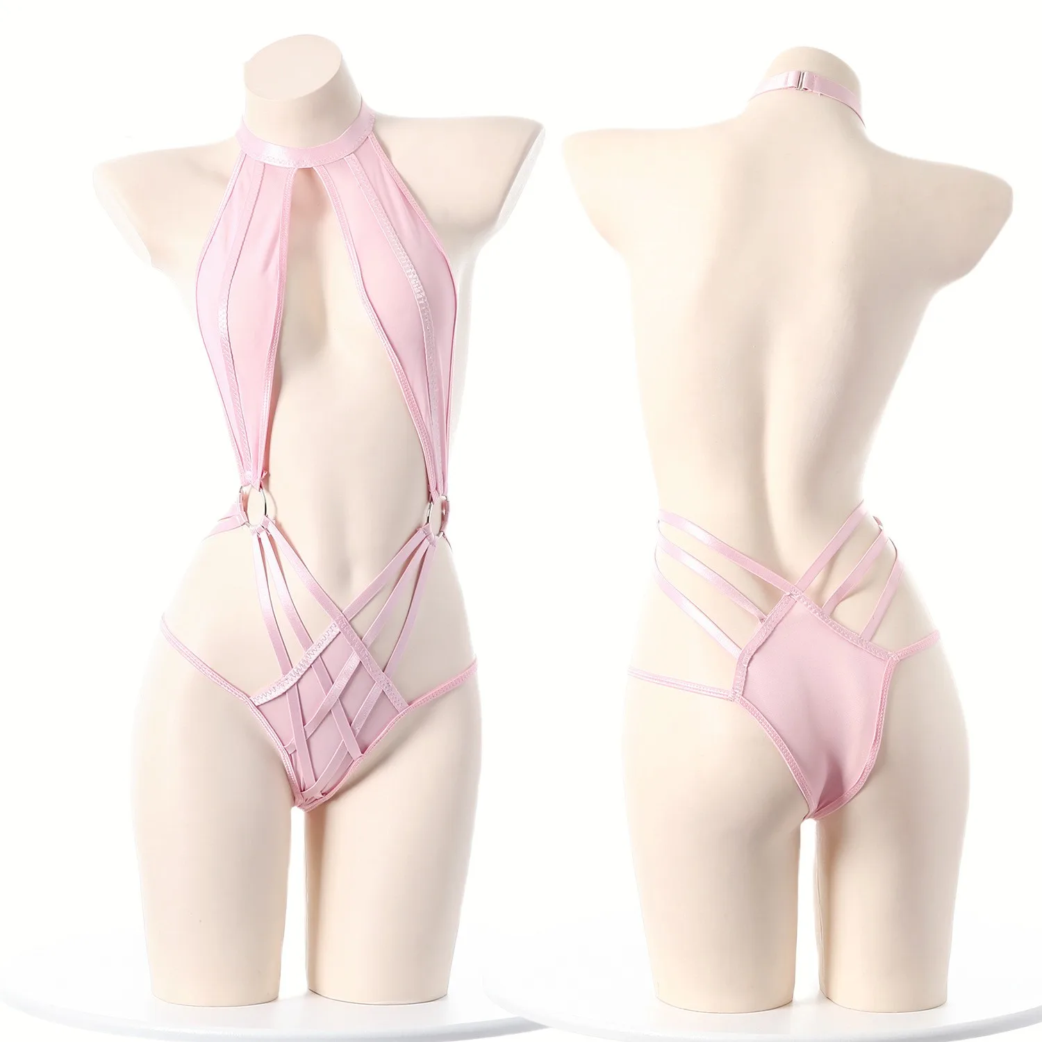 

Cutout Mesh Bondage Bodysuit Jumpsuit Uniform Sexy Temptation Three Point Jumpsuit Women Rompers Clothing Body Suits Crop Tops