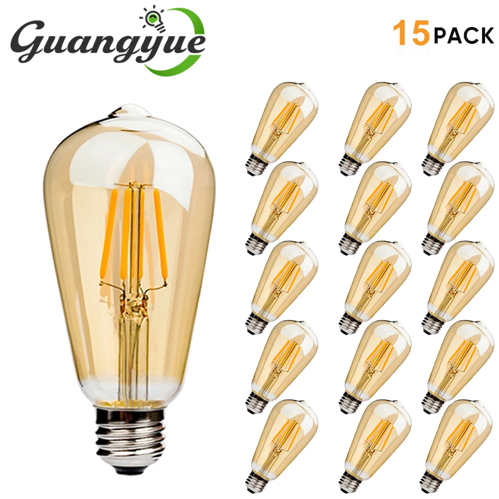 

E27 Retro Edison Filament Bulb 4W 6W 220V ST64 Vintage LED Lamp Bulbs 2200K 2700K Warm White Amber Glass Light Bulbs for Home