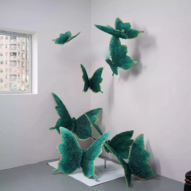 

Dark green hanging butterfly decorative pendant window arrangement atmosphere ornament scene simulation