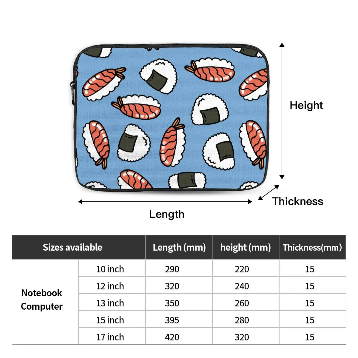 Onigiri 10 12 13 15 17 بوصة حقيبة لاب توب حقيبة دفتر حقيبة حقيبة لطيف للصدمات