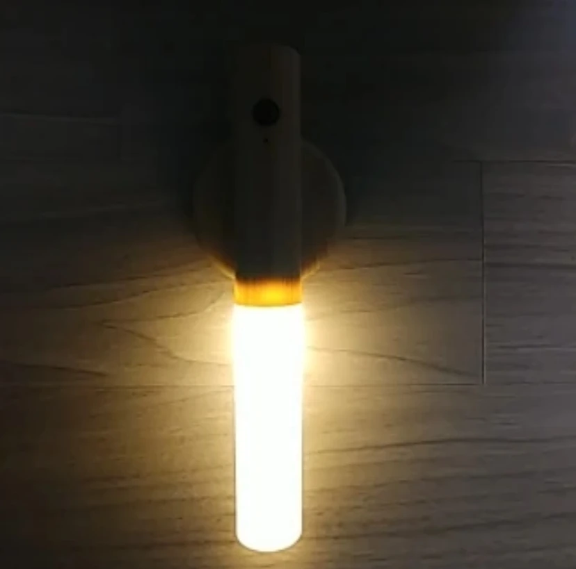 Human body induction small LED night light USB charging hallway induction light closet induction Imitation wood art light