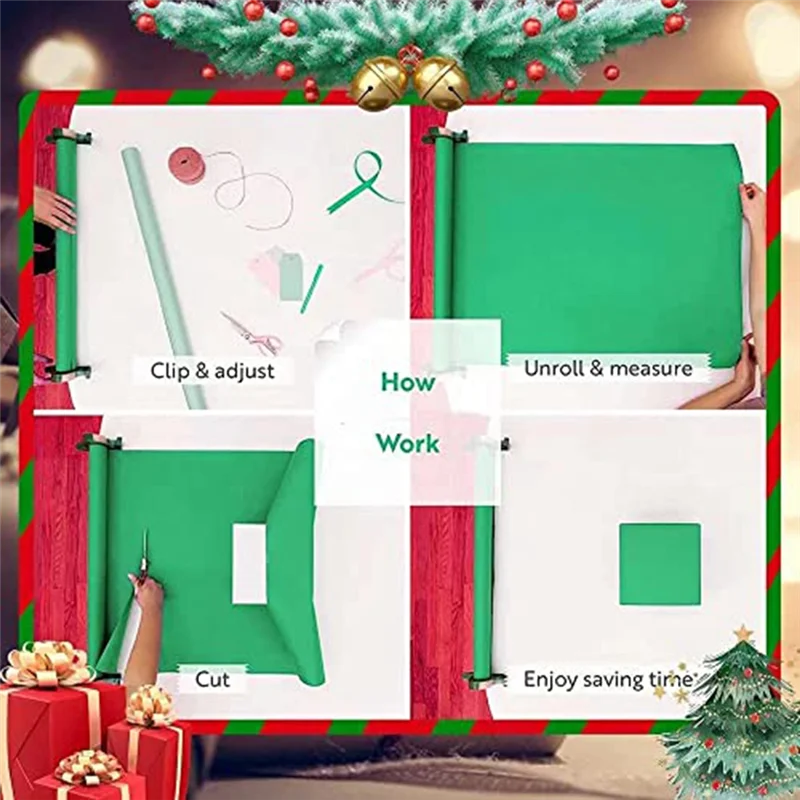 2 Pcs Tape Holder Christmas Wrapping Paper Table Clamp - Tabletop Gift Wrapping Tool, Christmas Wrapping Tape Dispenser