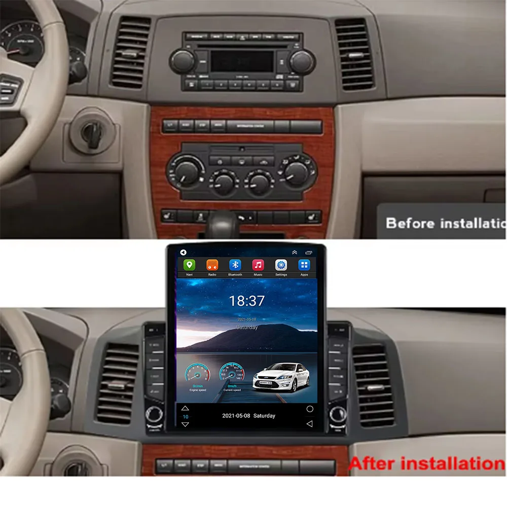 Tesla Type Car Radio Android 14 For JEEP Grand Cherokee WK 2004 2005 2006 2007 GPS Carplay Multimedia Player Navigation Stereo