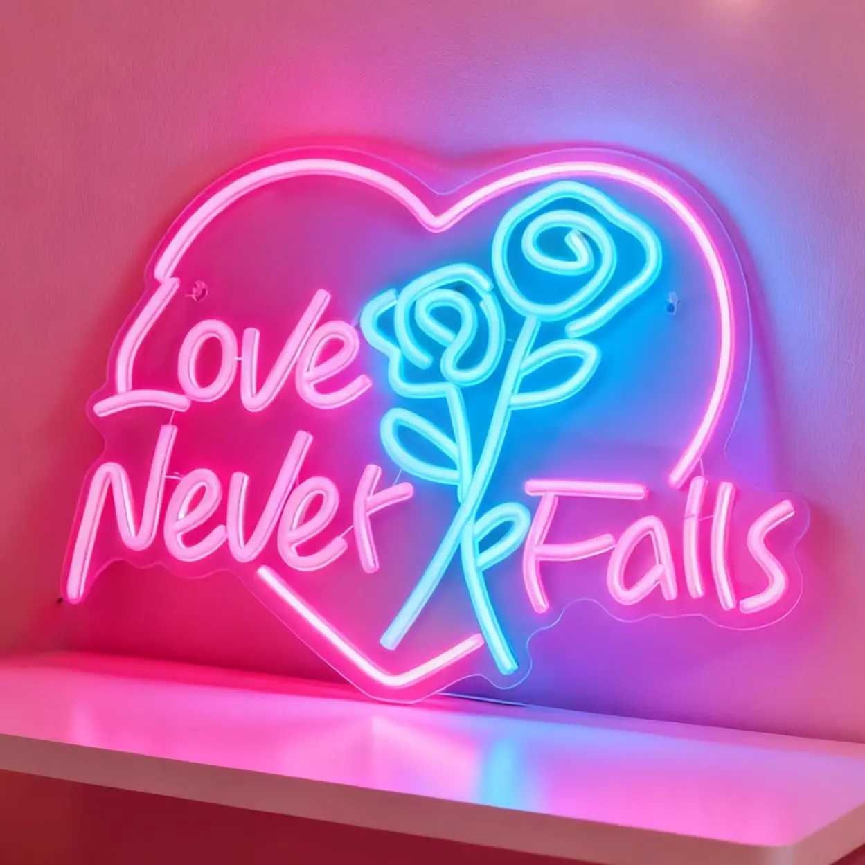愛は決して失敗しない-ネオンサイン-恋人へのギフト-usb-ネオンライト-調光可能-カップルルーム-バレンタインデー-パーティー-記念日-寝室の装飾