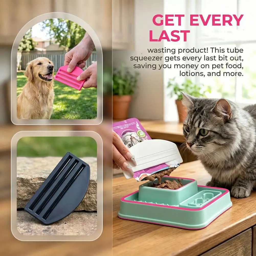 Upgrade Tube Squeezer Portable Multifunction Cat Treat Dispenser Manual Reusable Cream Tube Squeezer Toothpaste Dispenser