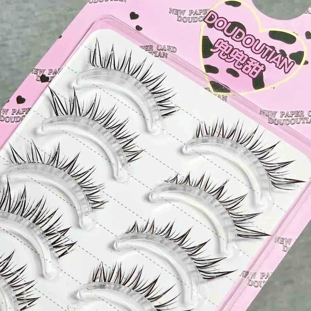 5 ペアナチュラルつけまつげコミックアイつけまつげ韓国うっすらエクステンションナチュラルセグメント化されたまつげバンドルメイクアップツール