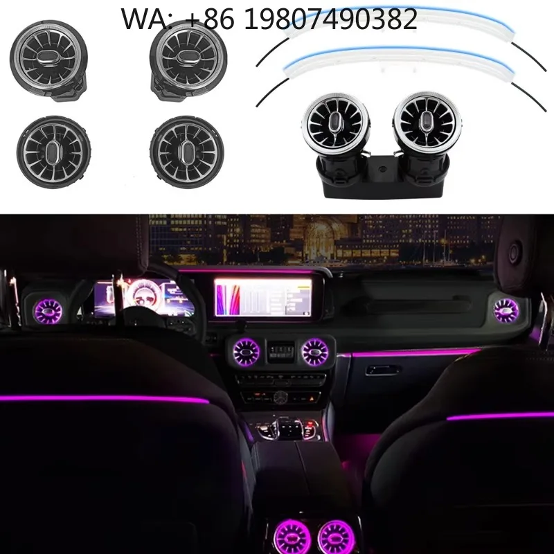 W464 G Class Front Rear Air Vent Lamp, 64 Color RGB Interior Ambient Light Offroad Vehicle Back Seat Decor Accessories