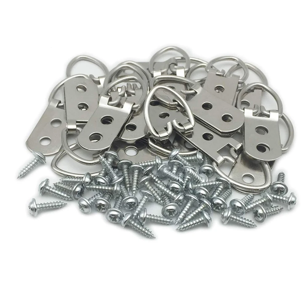 30 sets of 2-hole D-shaped ring steel photo frames, heavy-duty with screws, double hole buckle photo frame solution