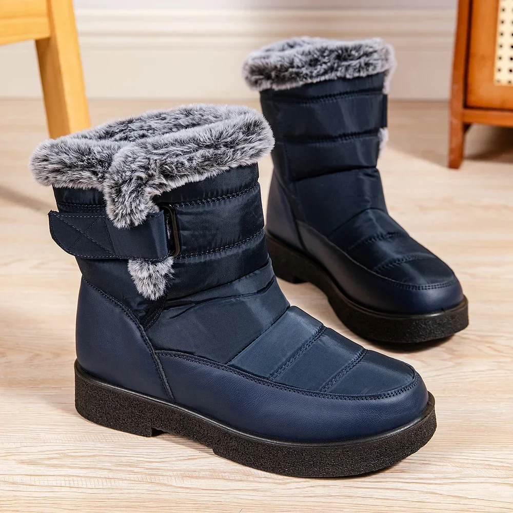 Women's Waterproof Winter Snow Boots Fluffy Fur Anti Slip Platform Ankle Boots for Women Outdoor Thick Plush Warm Cotton Shoes - view 5