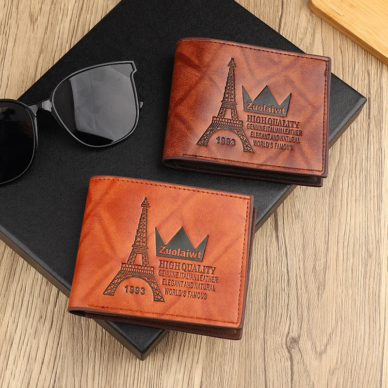 

Men's wallet,short multi-slot card case,Paris Eiffel Tower embossed wallet coin purse,cartera hombre,monedero,billetera,handbag