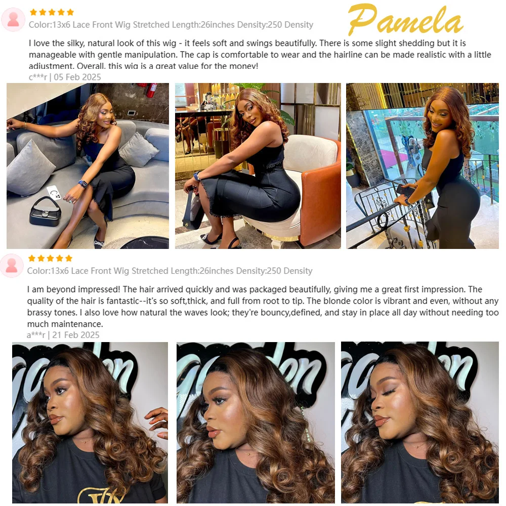 250% Density Body Wave Ombre 4/27 Blonde Colored 13x6 HD Transparent Lace Front Glueless Human Hair Wig Preplucked Ready To Wear