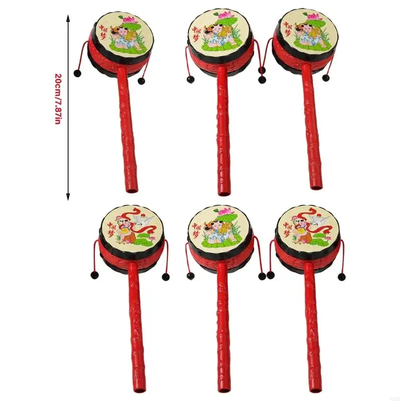 J2HF 6PCS พลาสติก Rattle Drum Monkey Drum Percussion Instunment เขย่ากลองสำหรับเด็กของเล่นการศึกษาหมุนกลอง Rattle