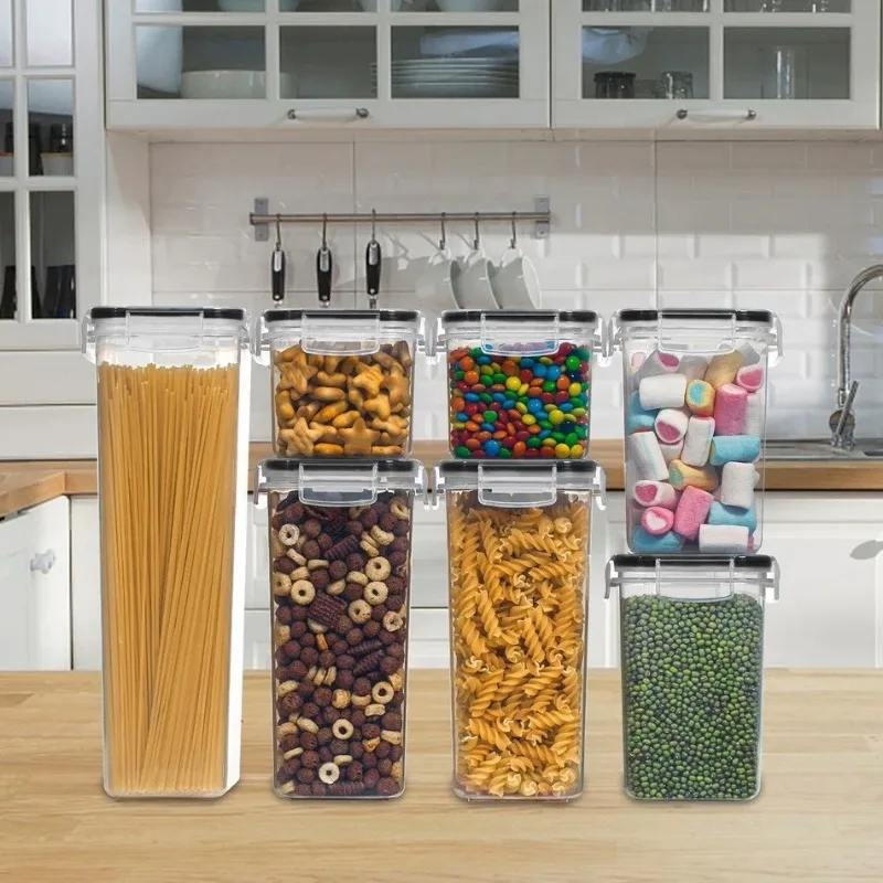 

Food Storage Containers Kitchen Organizer and Storage Container with Lids Refrigerator Noodle Box Tank Sealed Cans 7Pcs Set