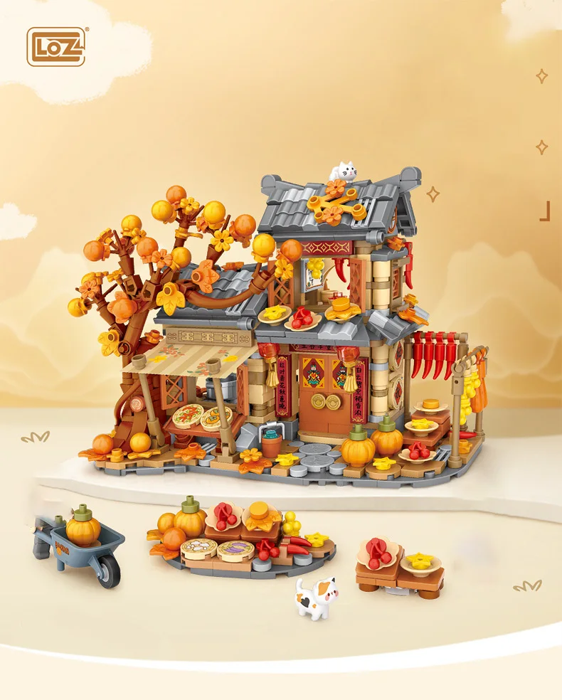LOZ cerisiera casa autunno capanna del sole panda negozio di gelati modello di blocco di assemblaggio giocattoli da costruzione per bambini regalo di festa