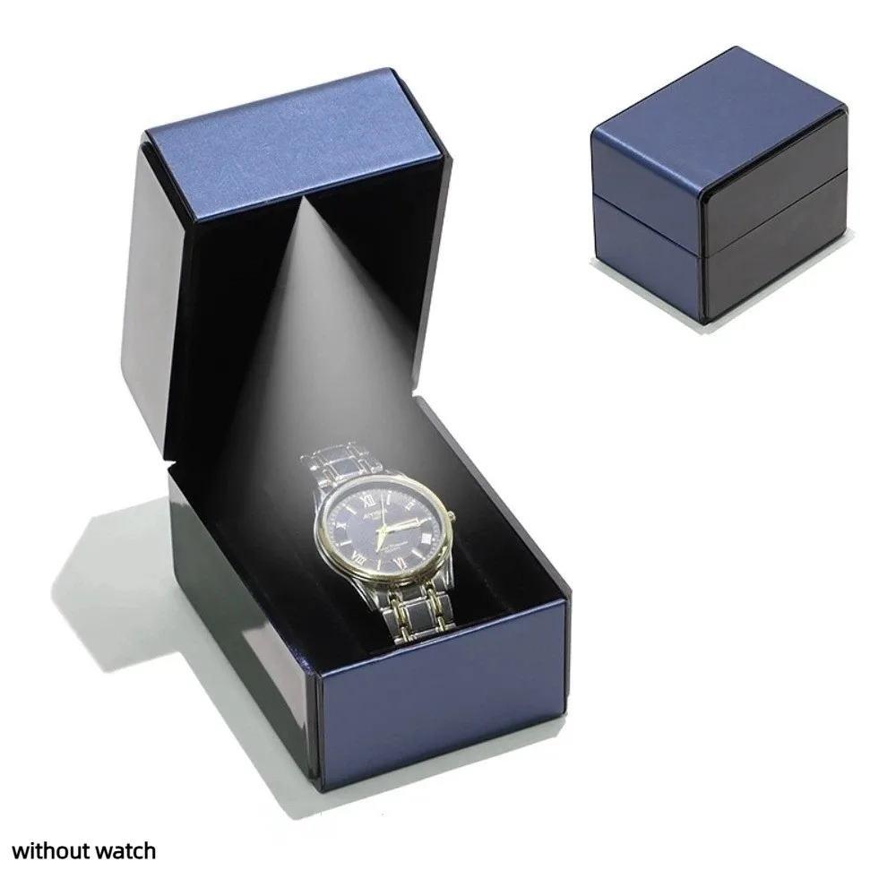 

Exquisite PU Leather Watch Box Flip-Top Lid with LED Light Single Watch Gift Box Bracelet Storage Watch Storage Case Jewelry