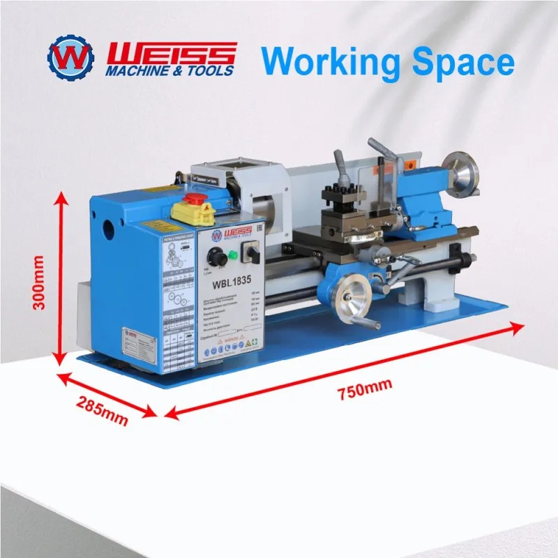 WEISS WBL1835 metal lathe benchtop metal lathe 750W variable speed 0-2250rpm spindle bore 32mm
